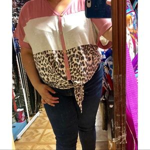 3 color block tied top NWOT